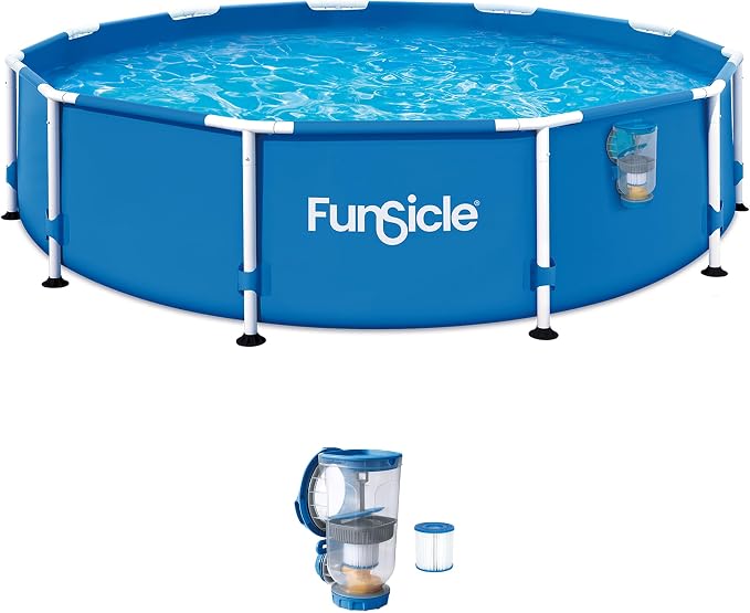 Funsicle Activity 12' x 30" Round Above Ground Swimming Pool, Includes FiltraBoost 400 GPH Filter Pump with AutoSkimmer, Type I Filter Cartridge & Repair Patch