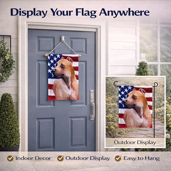 Caroline's Treasures CK6388GF Alano Espanol American Flag Garden Flag Mailbox Flag Decorative Yard Flag Banner Outside Patio Artwork Yard Flower Beds, Garden Size, Multicolor