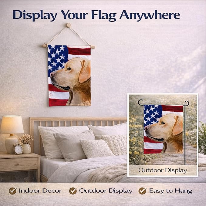 Caroline's Treasures CK6600GF Labrador Retriever American Flag Garden Flag Mailbox Flag Decorative Yard Flag Banner Outside Patio Artwork Yard Flower Beds, Garden Size, Multicolor