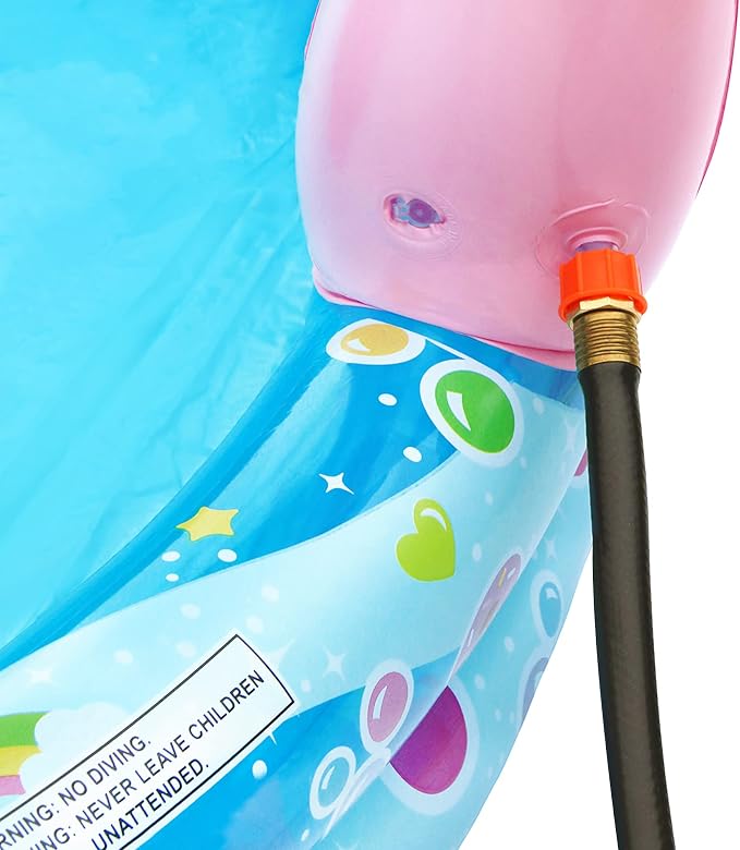 BANZAI Spray 'N Splash Unicorn Pool, Length: 78 in, Width: 60 in, Height: 32 in, Inflatable Outdoor Backyard Water Slide Splash Toy