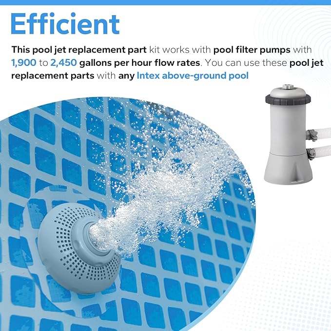 12355 Large Inlet Air Nozzle with Hose Compatible with Intexx 1900-2450gph Pumps, Pool Inlet Air Nozzle for Intexx 18' and Larger Pools, Strainer Grid Inlet Water Jet Nozzle Kit, Pool Replacement Part