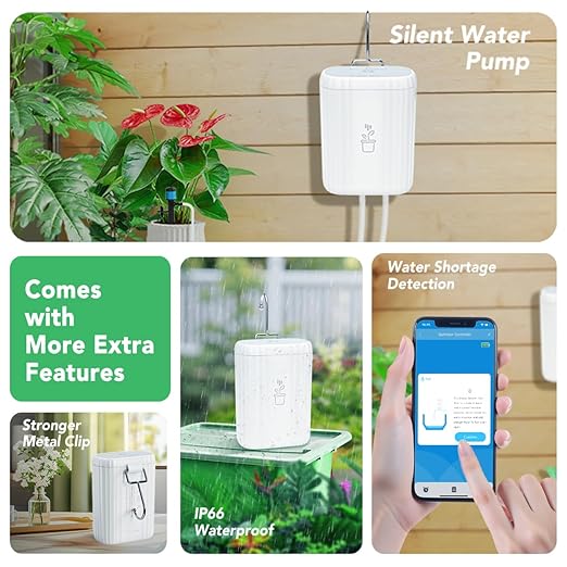 Smart Auto Drip Irrigation Kit for Indoor/Outdoor, GreenVation Automatic Plant Watering Devices for Potted Plants, 2.4GHz WiFi Sprinkler Timer Self Watering System for Garden