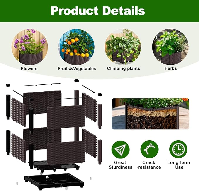 BUKLIYN Garden Arch Trellis - 126(L) * 95(H) inch, Raised Garden Bed with Trellis, Suitable for Garden, Balcony, Terrace Decoration, Black