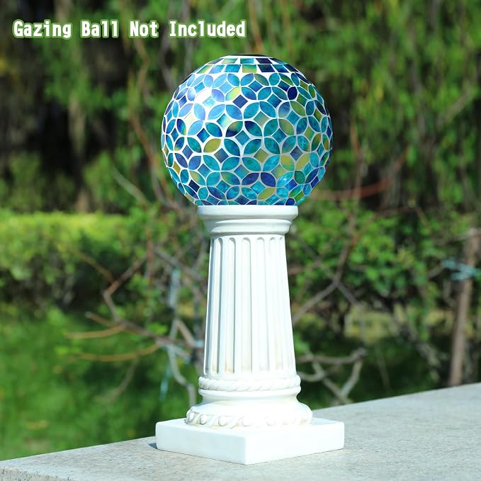 VCUTEKA Gazing Ball Stand, 8-10" Gazing Globe Outdoor Roman Garden Pedestal | 9.6" H Gazing Ball Stand for Garden, Outdoor Display Stand Décor Accessories Resin Roman pedestal for 10" Garden Gazing Globe
