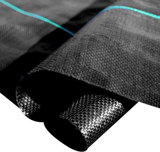 Happybuy 6x300ft Premium Weed Barrier Landscape Fabric Heavy Duty 2.4OZ, Woven Weed Control Fabric, High Permeability Good for Flower Bed, Geotextile Fabric Underlayment, Driveway Fabric Ground Cover | Durable PP Fabric,Weed Control & Soil Improve