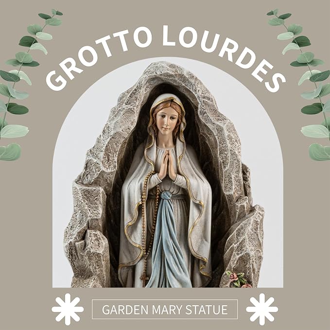Grace4Joy Our Lady of Lourdes Statue - 18 Inches Virgin Mary Statue Catholic Garden Decor, Our Lady of Lourdes Grotto Sculpture for Home Yard Patio Lawn Hallway Decor