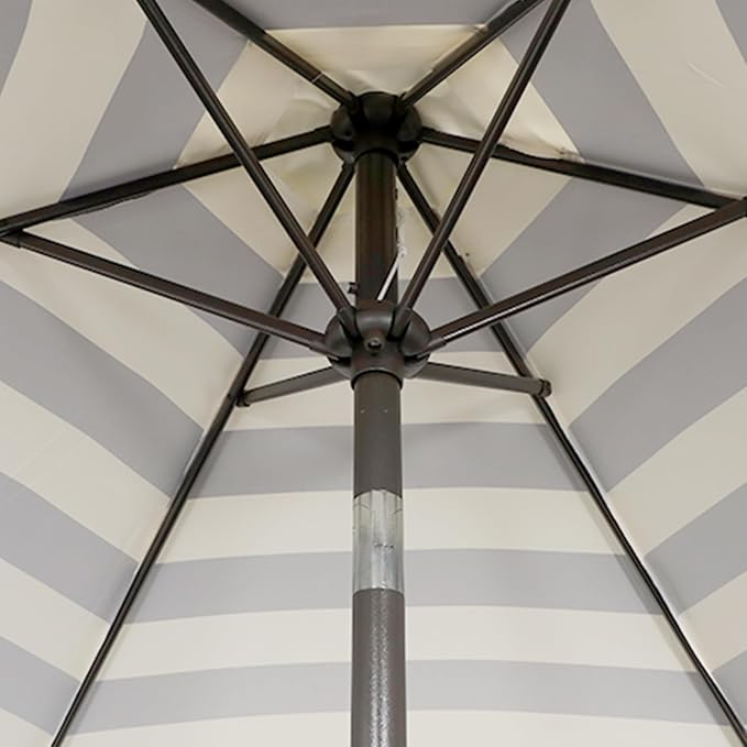 Blissun 7.5 ft Patio Umbrella, Yard Umbrella, Outdoor Market Umbrella with Push Button Tilt Crank, Black & Beige
