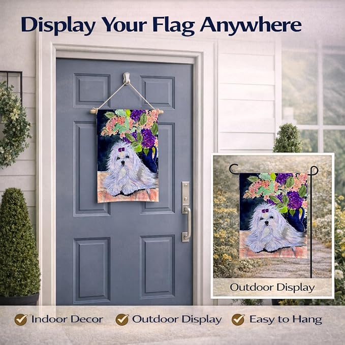 Caroline's Treasures SS8287GF Maltese Garden Flag Mailbox Flag Decorative Yard Flag Banner Outside Patio Artwork Yard Flower Beds, Garden Size, Multicolor