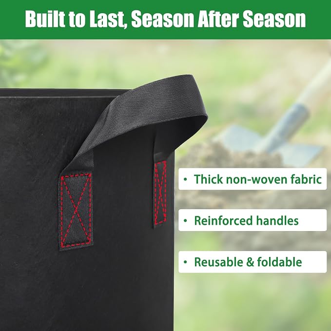 FEED GARDEN 7 Gallon Grow Bags 8 Pack – 300G Thickened Fabric Plant Pots with Reinforced Handles, Breathable Drainage Planters for Vegetables, Flowers & Herbs Indoor Outdoor