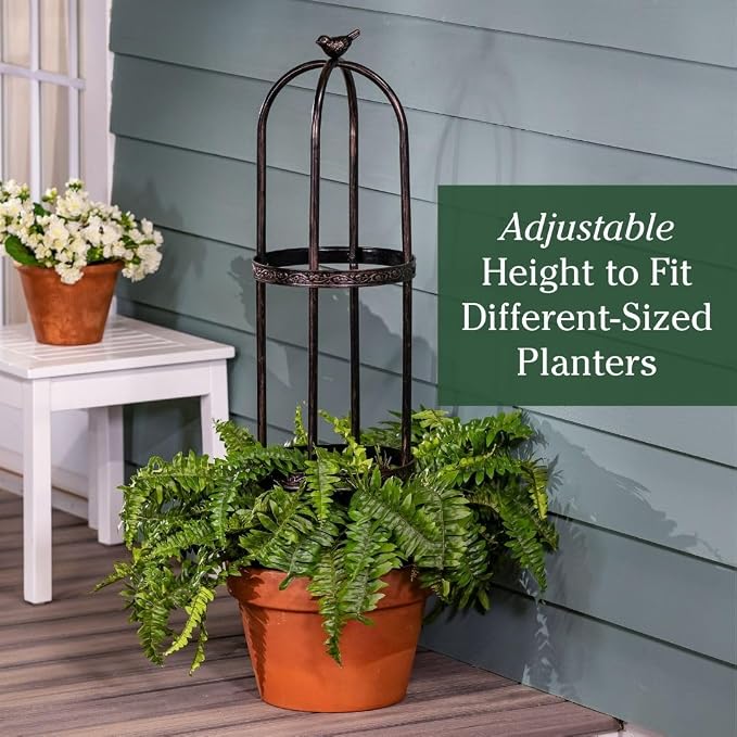 Evergreen 7 ft Garden Trellis for Climbing Plants Outdoor Metal Garden Obelisk, Indoor Plant Trellis for Potted Plants & Heavy Vines Support, Antique Copper