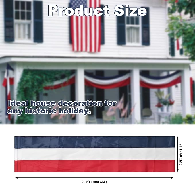 2 Pack American Bunting Flags 2x20 Ft Red,White & Blue Stripe Flags Outside Banners Decorations Outdoor Home Garden Porch USA Patriotic Flag for Garage,Competition,Anniversaries Decoration.