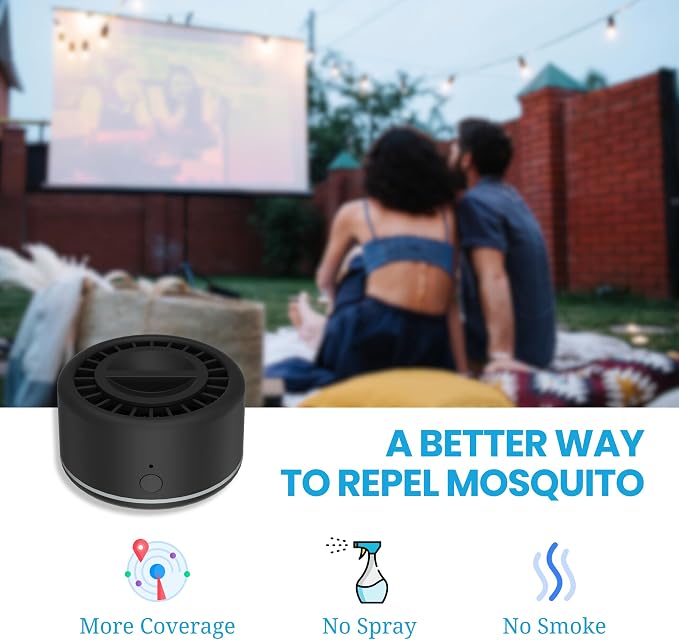 Virine Mosquito Repellent Outdoor Patio, Rechargeable Mosquito Repeller with UL Adapter, Plant-Based Citronella Peppermint Refills, Portable Bug Repellent for Backyard Camping Deck, Night Light