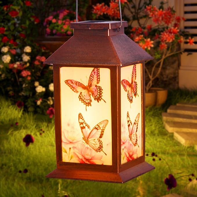 Retro Butterfly Decorative Wind Chime Gift, Solar-Powered Butterfly Wind Chimes, for Women Mom Grandmother, Garden Lawn Decorations, Thanksgiving Gifts