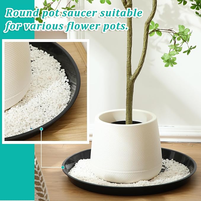 Eccliy 10 Packs 20 Inch Plastic Large Plant Saucers Heavy Duty Planter Trays Jumbo Flower Pot Saucers Plastic Water Trays for Indoors and Outdoors