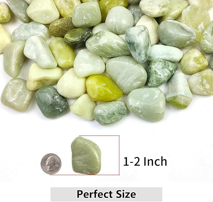 YISZM 10lbs Jade River Rocks, 1-2 Inch Natural Pebbles for Indoor Plants, High Polished Decorative Stones Vase Filler Fish Tank Aquariums Landscaping Garden Outdoor and Indoor DIY