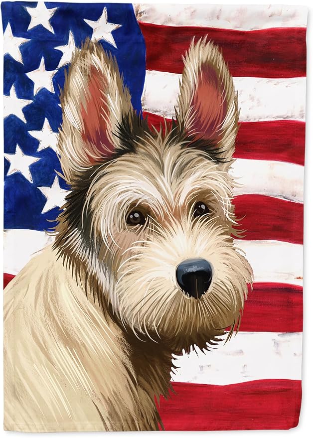 Caroline's Treasures CK6432CHF Berger Picard Dog American Flag House Flag Large Porch Sleeve Pole Decorative Outside Yard Banner Artwork Wall Hanging, Polyester, House Size, Multicolor