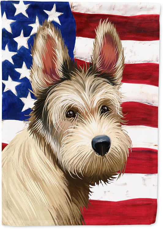 Caroline's Treasures CK6432CHF Berger Picard Dog American Flag House Flag Large Porch Sleeve Pole Decorative Outside Yard Banner Artwork Wall Hanging, Polyester, House Size, Multicolor