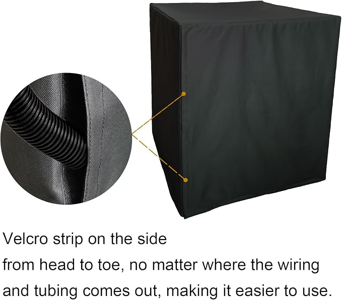 24"x 24"x 30" Air Conditioner Cover for Outside Units, Waterproof Outdoor Central AC Cover, Heavy Duty Weather Resistant 600D Hvac Cover, Winter Windproof Square Black