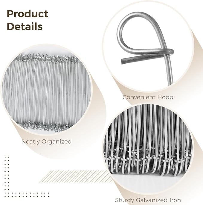 16 Gauge Tie Wire Roll 1000 Pcs - Galvanized Iron Double Loop Rebar Ties 6 Inch Silver for Construction, Fencing & T Post Accessories