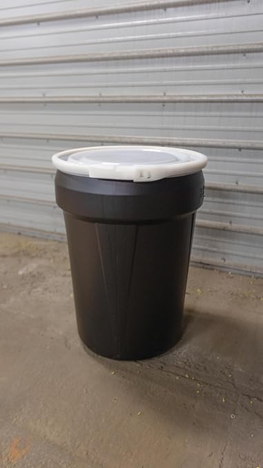 Eagle 30 Gallon Plastic Drum with Lid, Plastic Lever-Lock, 28.5"x21.1", Open Head Lab Pack Drum Made of Durable, Lightweight HDPE, Withstands Weather and Chemicals, Made in USA, Black, 1601BLK