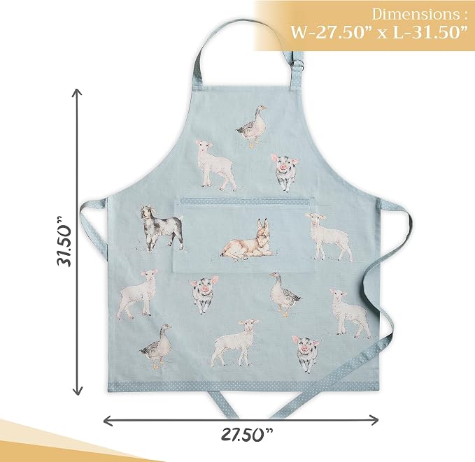 Maison d' Hermine Aprons for women with Pocket 100% Cotton (27.50"x31.50") | Adjustable Neck Strap & long ties Apron Men Chef Wedding Cooking Gardening Server Maid