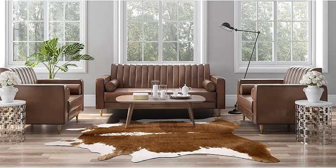 AROGAN 8x10 Faux Cowhide Rug, Brown Cow Print Large Animal Hide Area Rug | Premium Cow Hide Carpet, Western Rug for Bedroom Living Room Decor, Durable Faux Cow Skin Cowhide Area Rug
