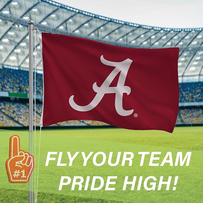NCAA University of Alabama Flag with Grommets, 3'x5' Alabama Crimson Tide Outdoor College Flags & Banners for Garden Patio Indoor Wall Décor