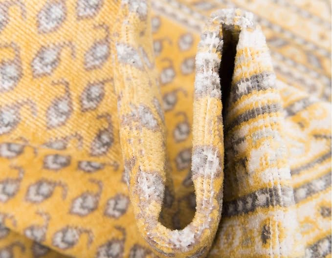 Unique Loom Williamsburg Collection Traditional Border with Dotted Center Area Rug, Rectangular 10' 0" x 13' 1", Yellow/Beige