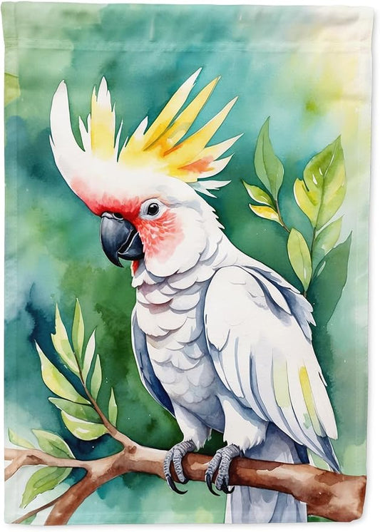 Caroline's Treasures Cockatoo House Flag Large Porch Sleeve Pole Decorative Outside Yard Banner Artwork Wall Hanging, Polyester, House Size, Multicolor