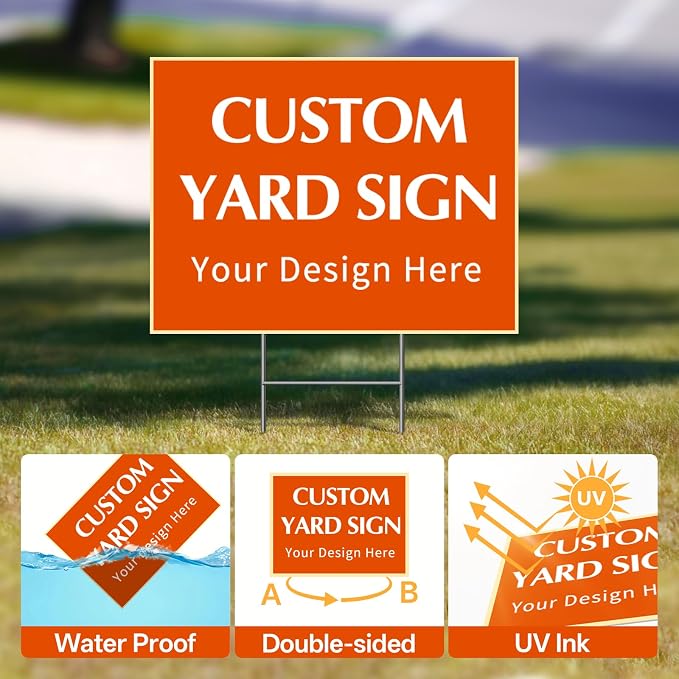 Custom Yard Sign with Stakes, Personalized Decorative Signs for Outside, Customized Full Color Lawn Sign, Double Sided Print Signs Outdoor, 1 Pack 18”x24”