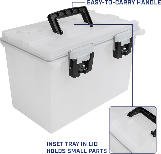 Sheffield XL Ammo Box Made in USA, Stackable Lockable Ammo Storage Box | 2 Pack Lockable Storage Box, Water and Dust Resistant Dry Box, Secures Hunting Gear, Gun Accessories, Supplies, and Bullets