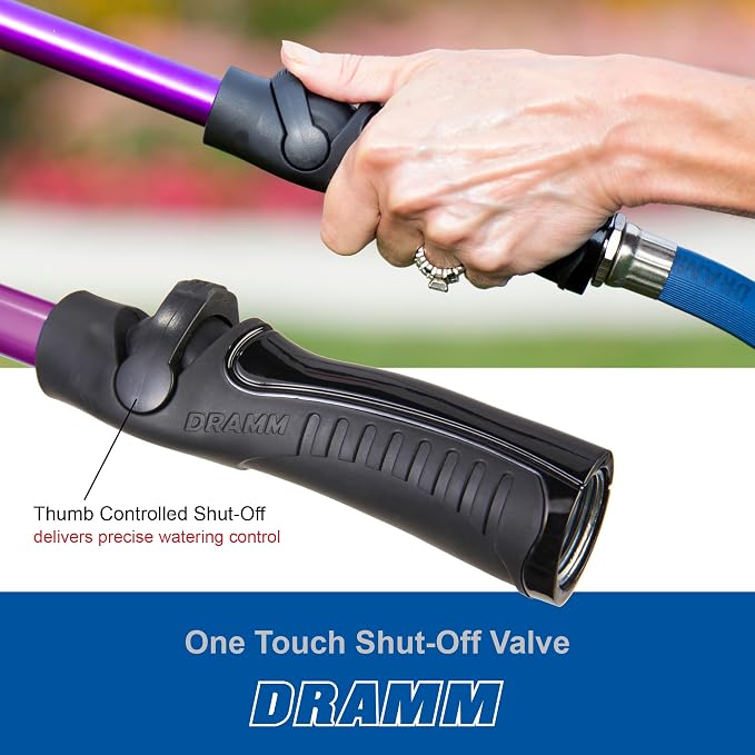 Dramm One Touch Rain Wand Watering Wand – 30 Inch Garden Watering Wand with Thumb Control Valve – Gentle Shower Spray for Plants, Flower Beds & Hanging Baskets – Blue