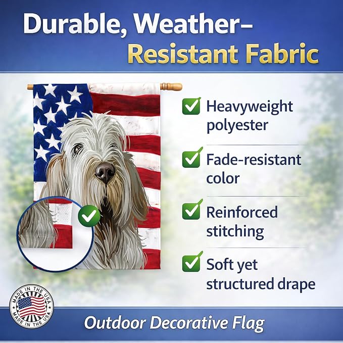 Caroline's Treasures CK6720CHF Spinone Italiano Dog American Flag House Flag Large Porch Sleeve Pole Decorative Outside Yard Banner Artwork Wall Hanging, Polyester, House Size, Multicolor