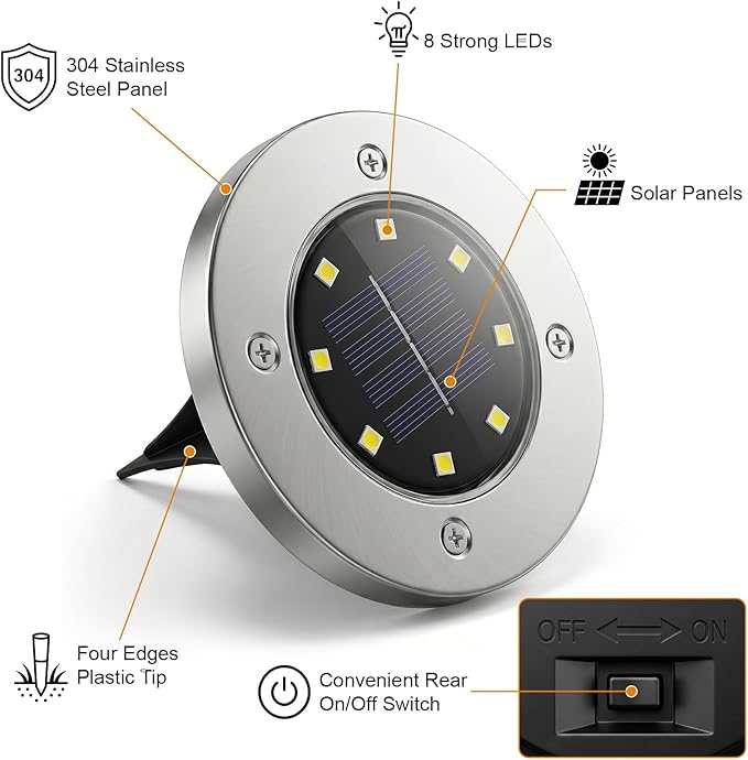 OULONGER Solar Ground Lights 16Pack, Garden Solar Outdoor Waterproof Pathway Bright In-Ground Lights Outdoor Lighting Decor for Lawn, Patio, Yard, Driveway,Walkway Warm Light