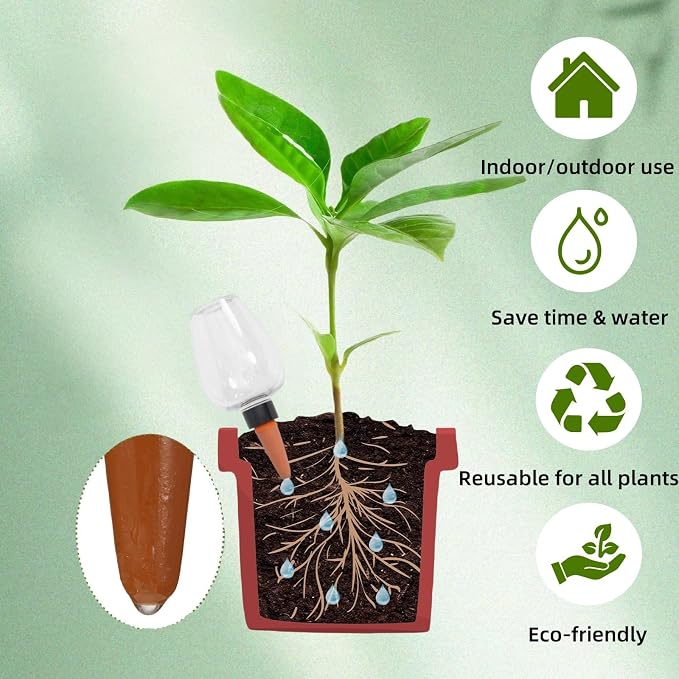 Self Watering Globes with Slow Release & Top Fill, 12.3 oz Automatic Watering Globes for Outdoor & Indoor Plants - Keep Plants Alive While on Vacation (Clear-4 Pack)