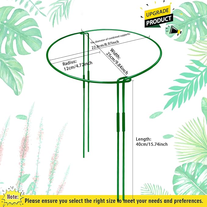 10-Pack Adjustable Height Snake Plant Support Stakes- Sturdy, Rust-Resistant Plant Supports for Indoor and Outdoor Potted Plants (16x10Inch) - Flower and Garden Peony Support