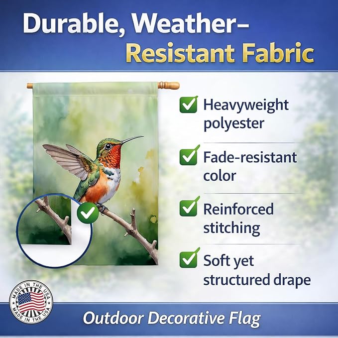 Caroline's Treasures Allens Hummingbird House Flag Large Porch Sleeve Pole Decorative Outside Yard Banner Artwork Wall Hanging, Polyester, House Size, Multicolor