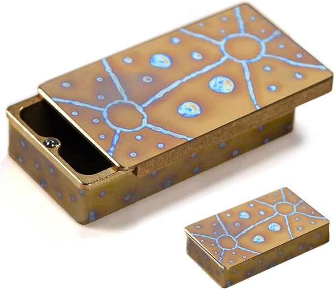 Titanium EDC Container Storage Box Mini Metal Box Outdoor Camping Gear Backbag Tool For Tiny Things, Blue