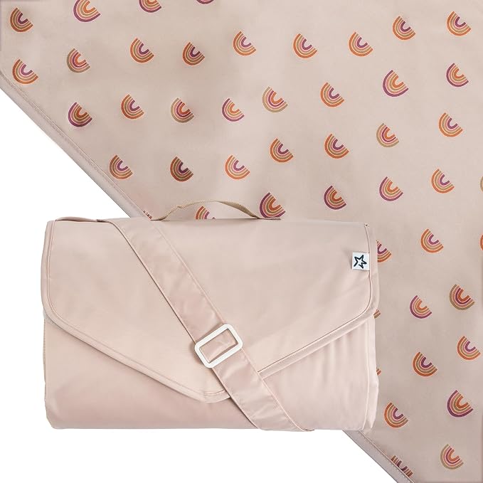 Tiny Twinkle Waterproof Picnic Blanket | 5'x7' 100% Recycled Polyester, Sandproof, Foldable & Portable for Beach, Camping, Travel (Boho Rainbow)