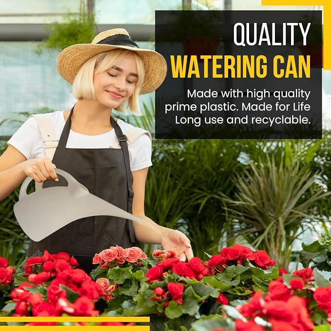 2 Pack Watering Can 1/2 Gallon - Small Watering Can for Indoor Plants - Outdoor Watering Can - White Plant Waterer - Plastic Watering Can for Garden