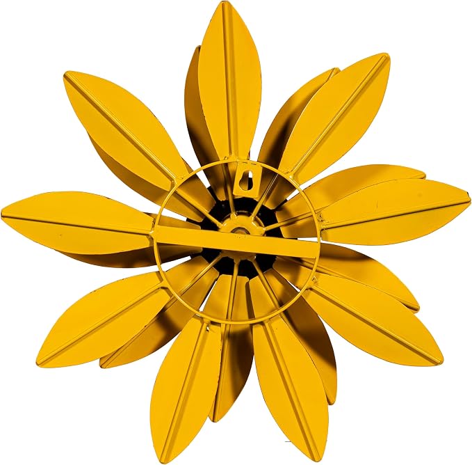 Evergreen Garden 13" Dia Yellow Sunflower Wall Spinner, Wall Wind Spinning for Garden Décor and Accessories for Home Decoration (Sunflower on Wall)