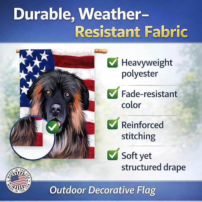 Caroline's Treasures CK6518CHF Estrela Mountain Dog American Flag House Flag Large Porch Sleeve Pole Decorative Outside Yard Banner Artwork Wall Hanging, Polyester, House Size, Multicolor