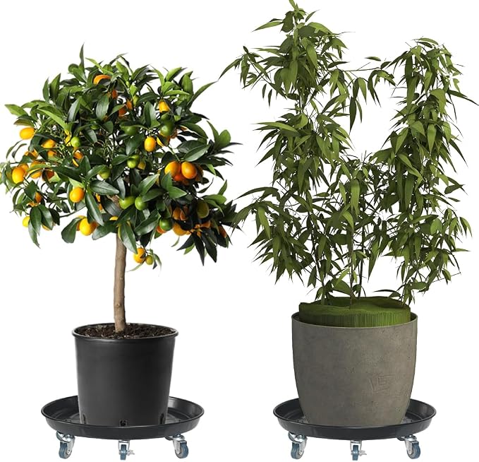 20" Heavy Duty Plant Dolly with Wheels, 380lbs Metal Rolling Plant Stand with Casters, Round Wheeled Planter Caddy Roller Base Carry Potted Tree Flower Pot for Indoor Outdoor Garden, 3 Pack, Black