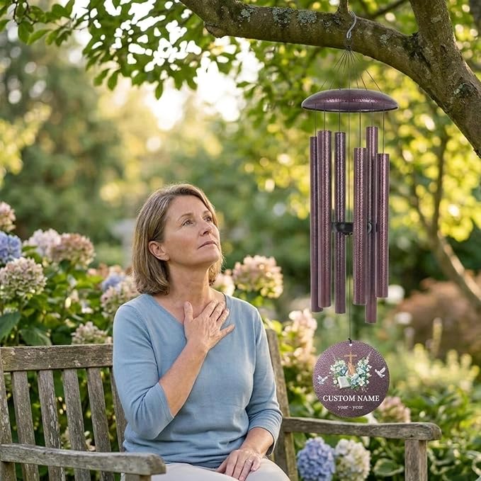Personalized Deep Tone Wind Chimes Memorial, 30/36/45" Sympathy Wind Chimes Gifts for Loss of Loved One, Mom, Dad, Custom in Loving Memory of Loss Gifts, Produced in Texas