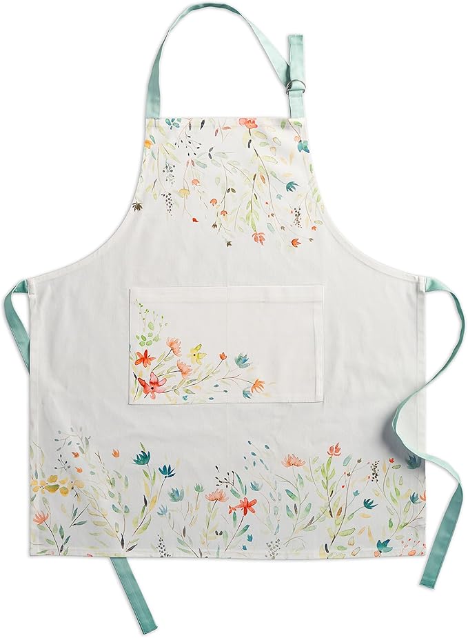 Maison d' Hermine Aprons for women with Pocket 100% Cotton (27.50"x31.50") | Adjustable Neck Strap & long ties Apron Men Chef Wedding Cooking Gardening Server Maid