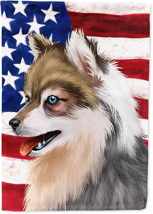 Caroline's Treasures CK6390GF Alaskan Klee Kai American Flag Garden Flag Mailbox Flag Decorative Yard Flag Banner Outside Patio Artwork Yard Flower Beds, Garden Size, Multicolor