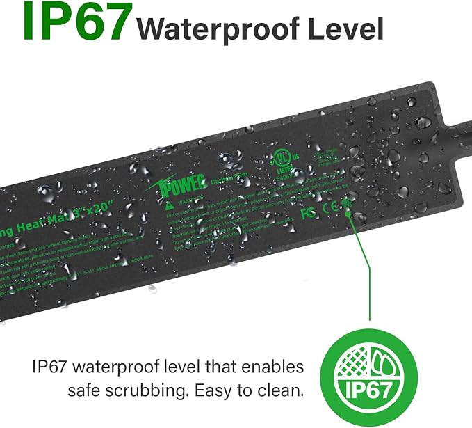 iPower 3" x 20" Seeding Heat Mat with Thermostat Temperature Adjustable Knob Durable Warm Hydroponic Plant Germination Starting Pad, Black