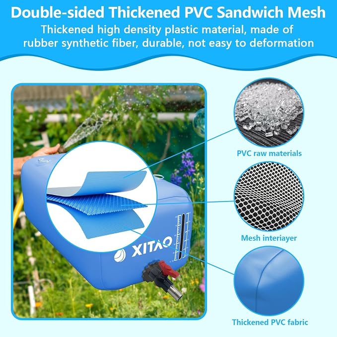 XITAO Water Bladder Storage Containers, Water Tank Foldable Portable Water Storage,Water Storage Bag Containers for RV, Camping, Garden, Irrigation, Drought Resistance, Firefighting