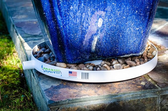 Drain Away Grey 15.5 Inch Plant Saucer Heavy Duty Drain Tray for Large Pots Indoor Outdoor Waterproof UV Resistant | Protect Floors Decks | 12in 15in 22in | White Gray Terra Cotta Black