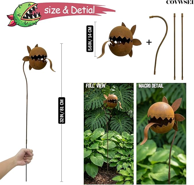 Garden Decor for Outside - Metal Venus Flytrap Garden Stakes Decorative, 31 Inch Metal Carnivorous Plants for Outdoors, Yard Art Garden Decorations for Outdoor Lawn Porch Pathway
